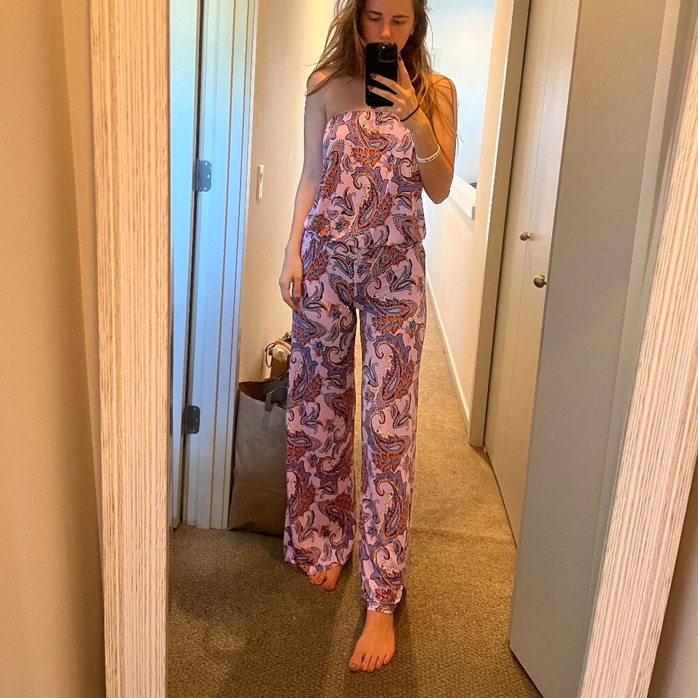 Boho Chic Strapless Paisley Jumpsuit - Perfect for Summer/Vacation!